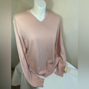 Old Navy~Light Pink~V-Neck~Knit Sweater~Long Sleeve~Ribbed Arms-Neck-Hem~Size XL